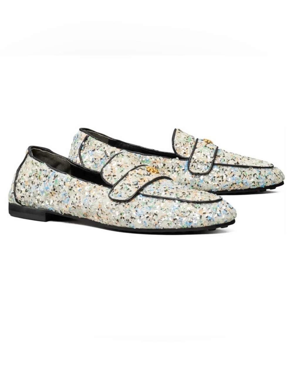 Tory Burch Ballet Mirror Sequin Navy Leather Trim Loafers US 8.5 Box NEW - Picture 5 of 14